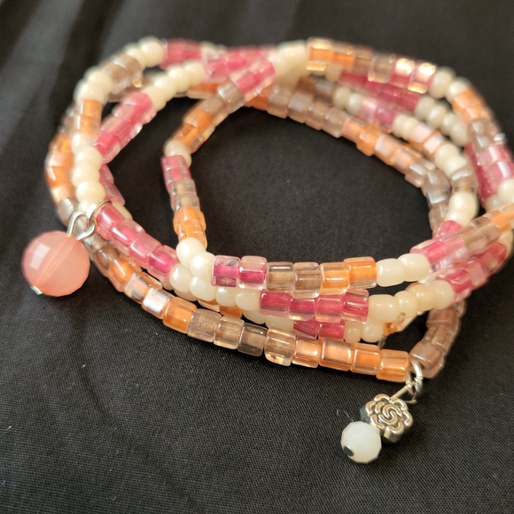 Handmade Glass Bead Set of 4 Stretch Bracelets - Picture 3 of 6